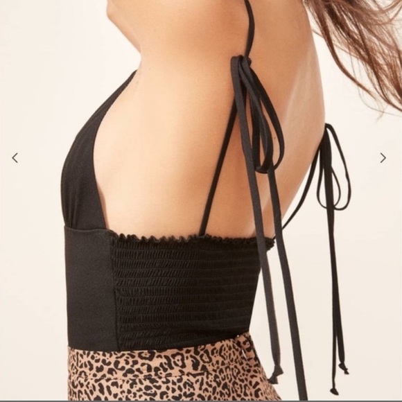 NEW Reformation Delilah Tie-Shoulder Top Rayon Viscose Linen Feel Strappy Sz 12 - Picture 9 of 10